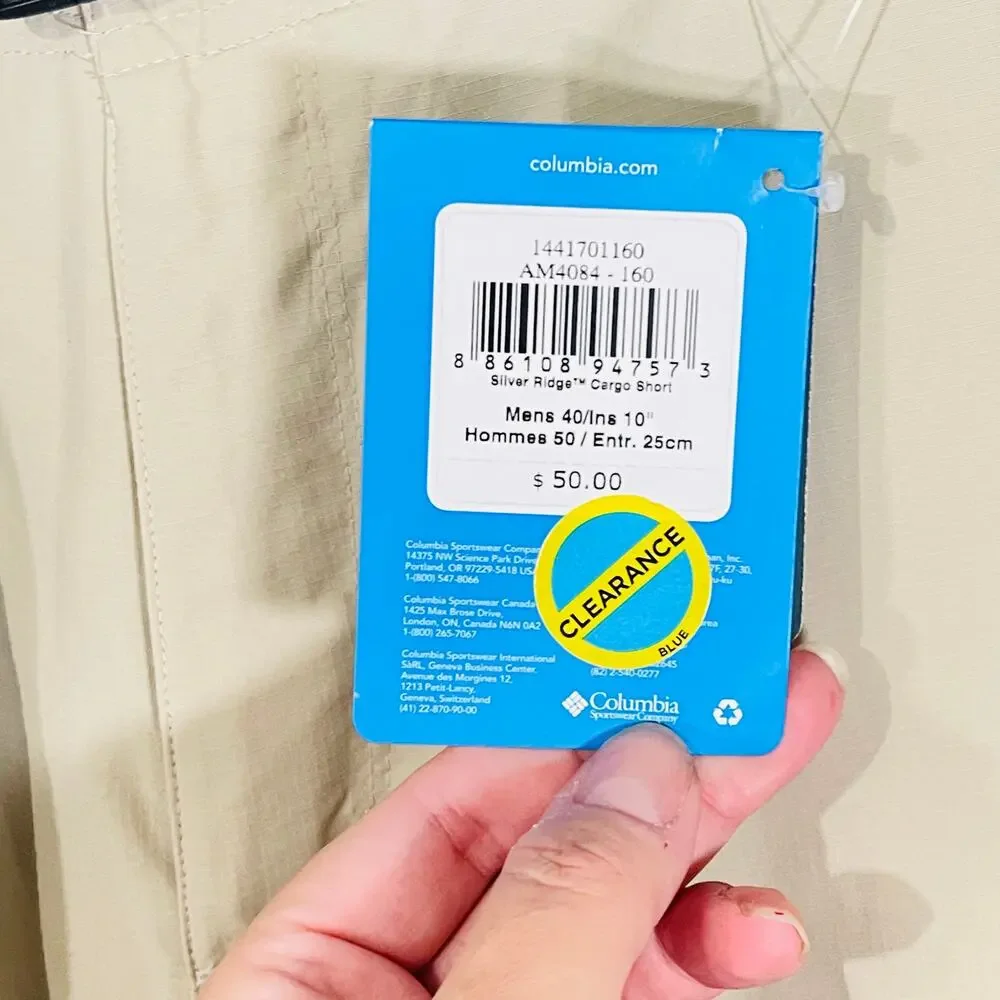 Columbia Cargo Shorts Men's 40 Omni Shade 50 UPF Moisture Wicking Khaki Belted